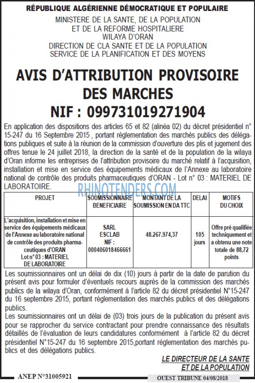 ouest TRIBUNE