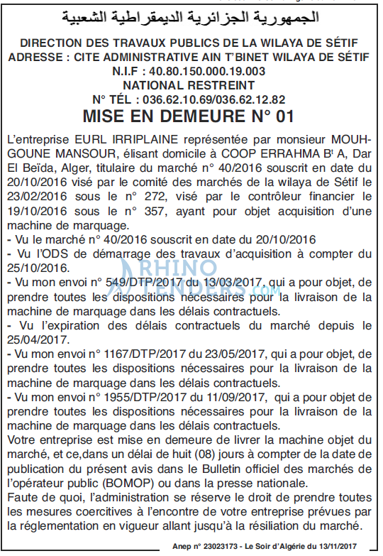 LE SOIR D'ALGERIE
