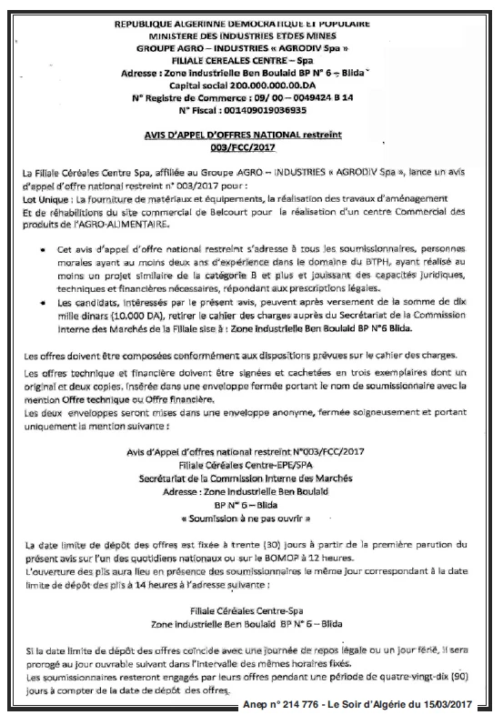 LE SOIR D'ALGERIE