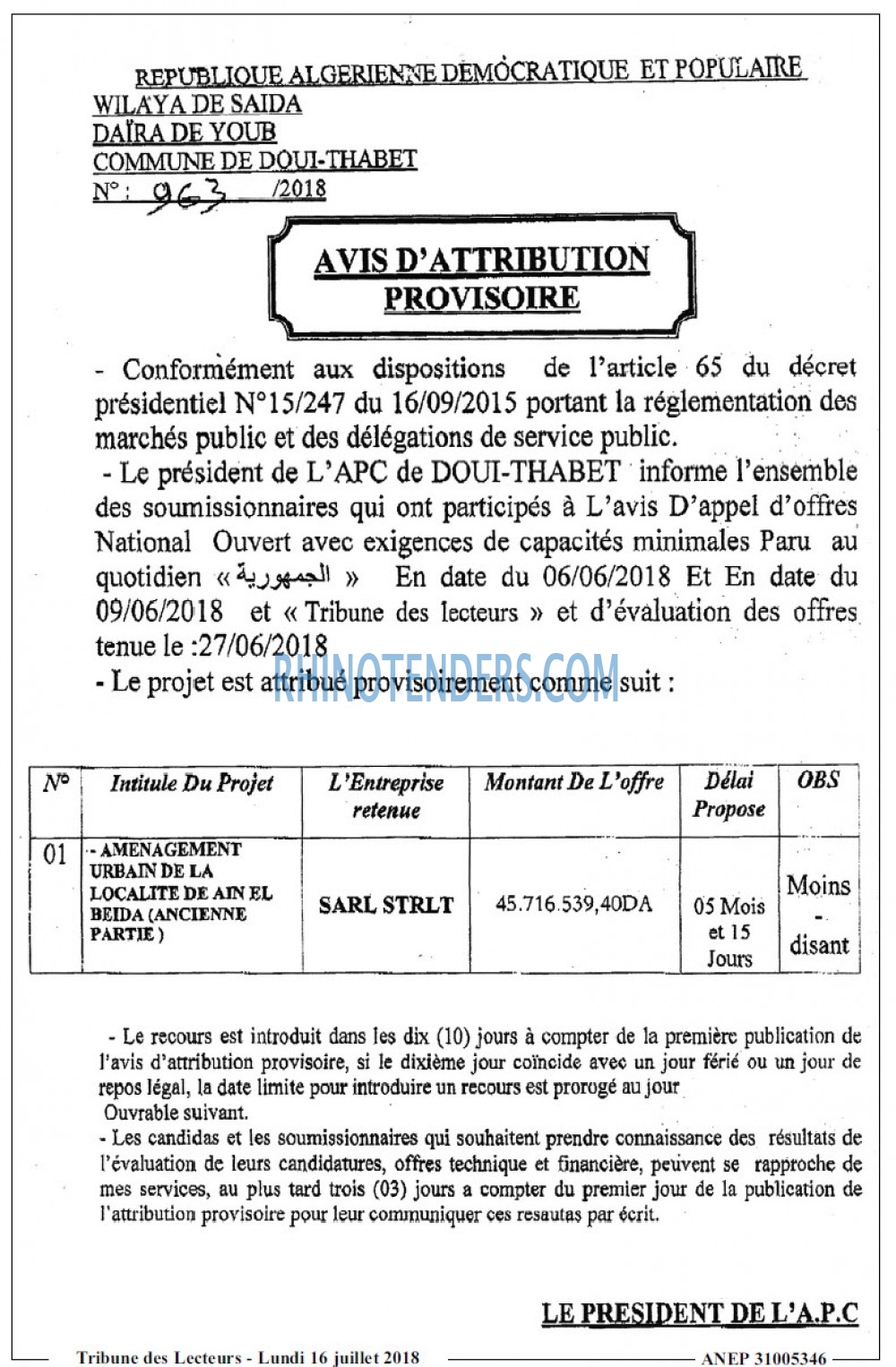 TRIBUNE DES LECTEURS