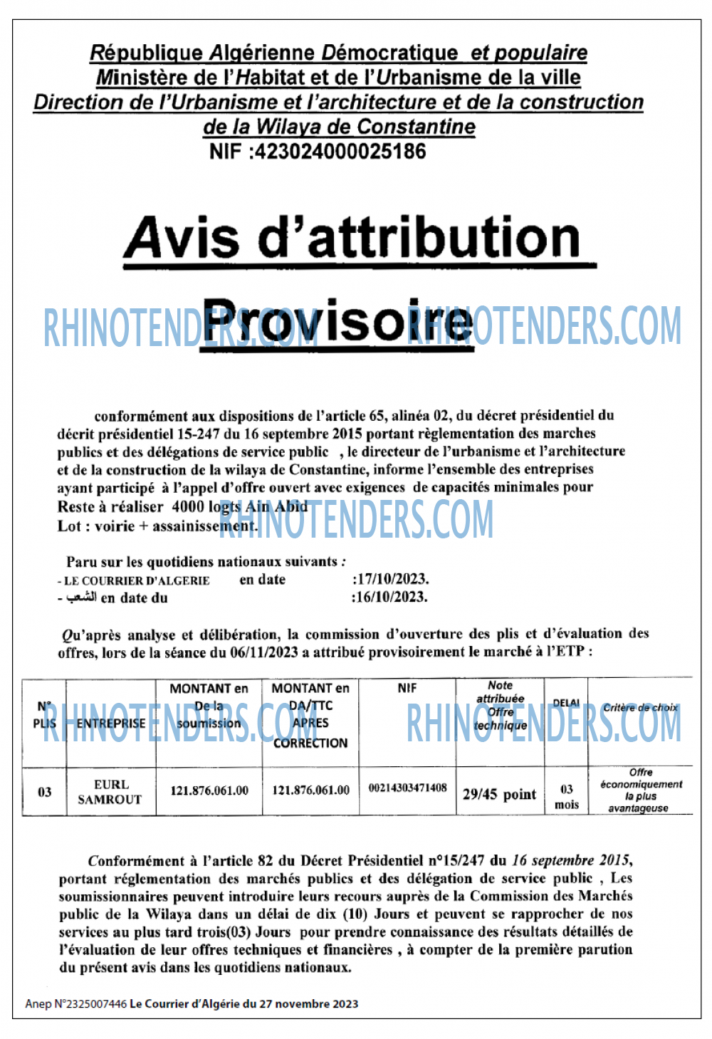 Le Courrier d'Algerie