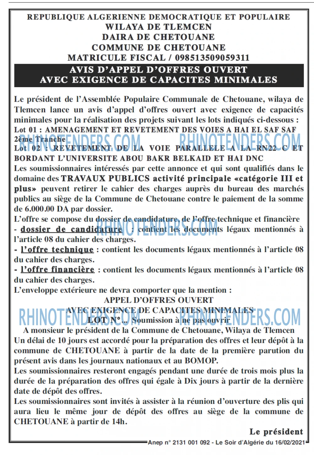 LE SOIR D'ALGERIE