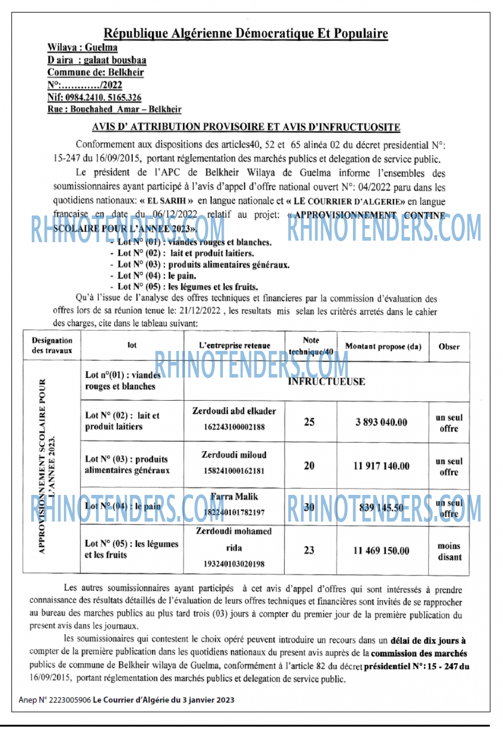 Le Courrier d'Algerie