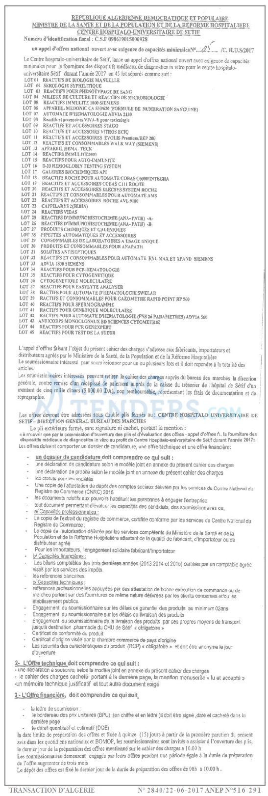 TRANSACTION D'ALGERIE