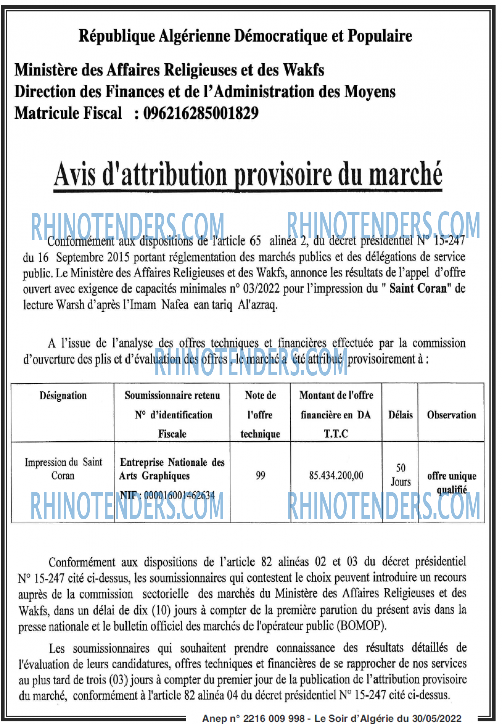 LE SOIR D'ALGERIE
