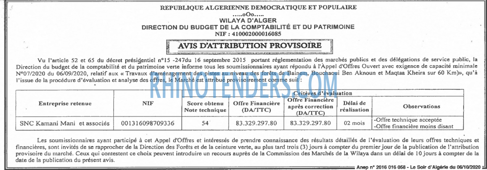 LE SOIR D'ALGERIE