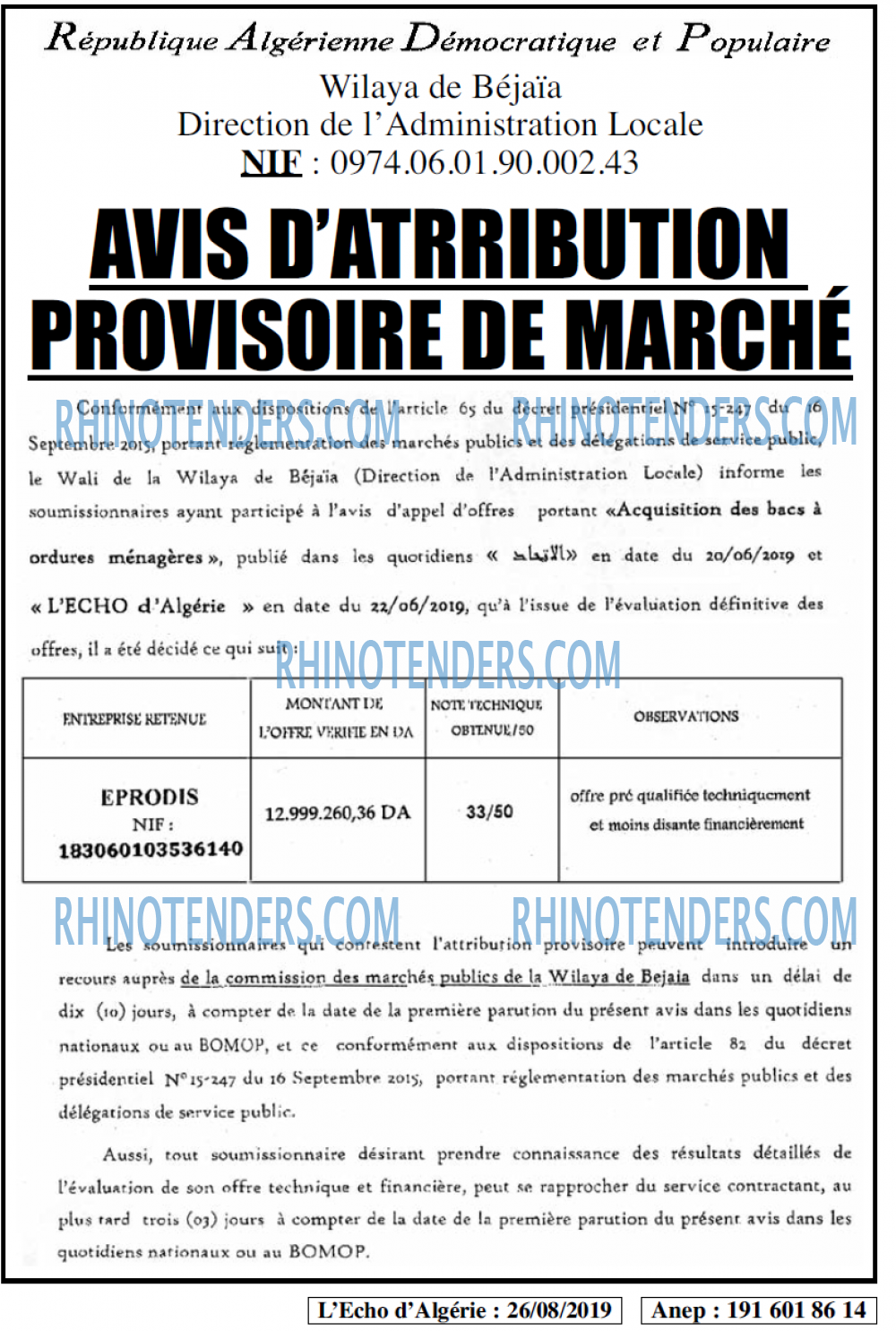 L'ECHO D'ALGERIE