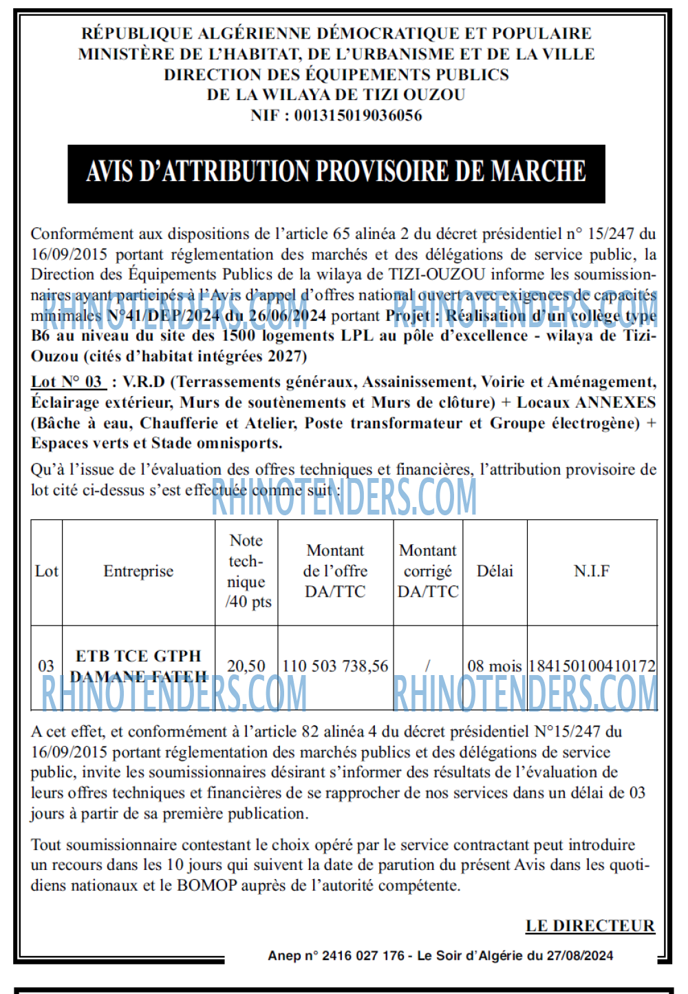 LE SOIR D'ALGERIE