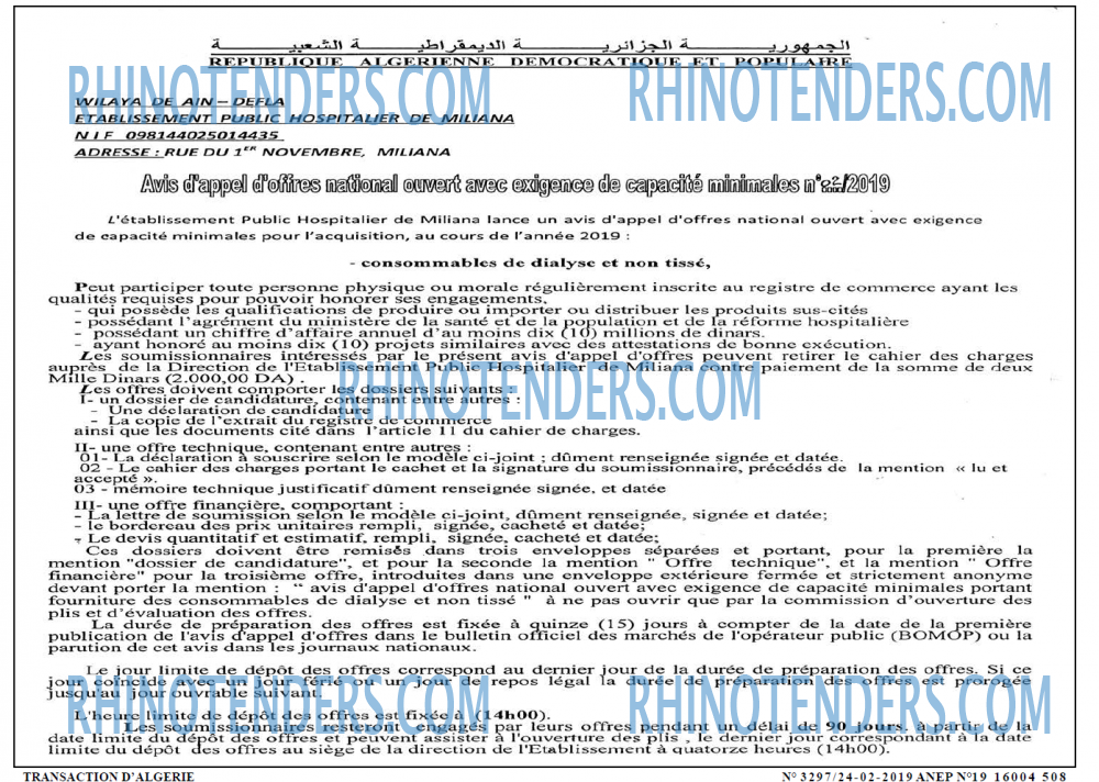 TRANSACTION D'ALGERIE