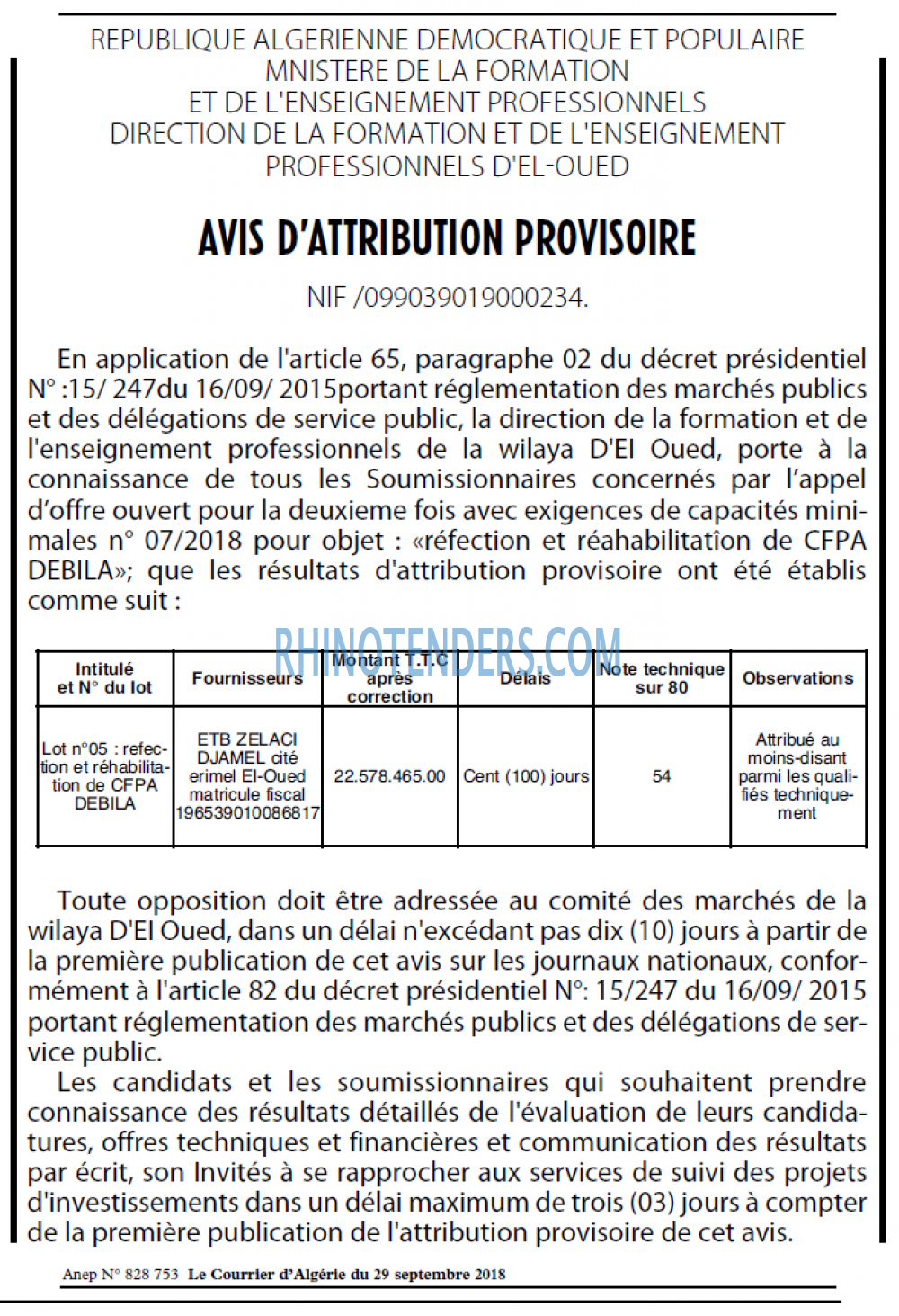 Le Courrier d'Algerie