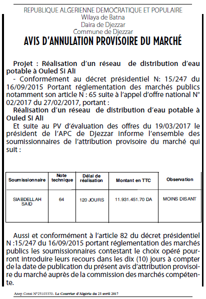 Le Courrier d'Algerie