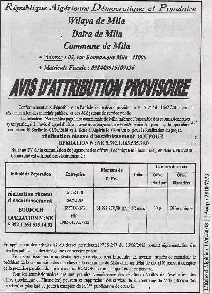 L'ECHO D'ALGERIE