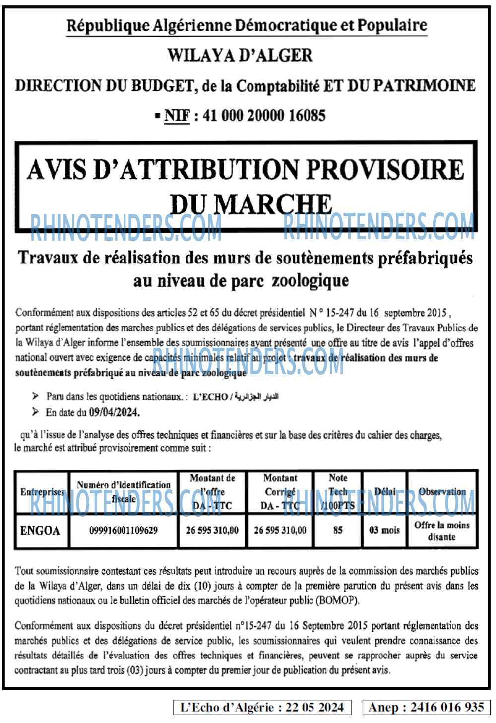 L'ECHO D'ALGERIE