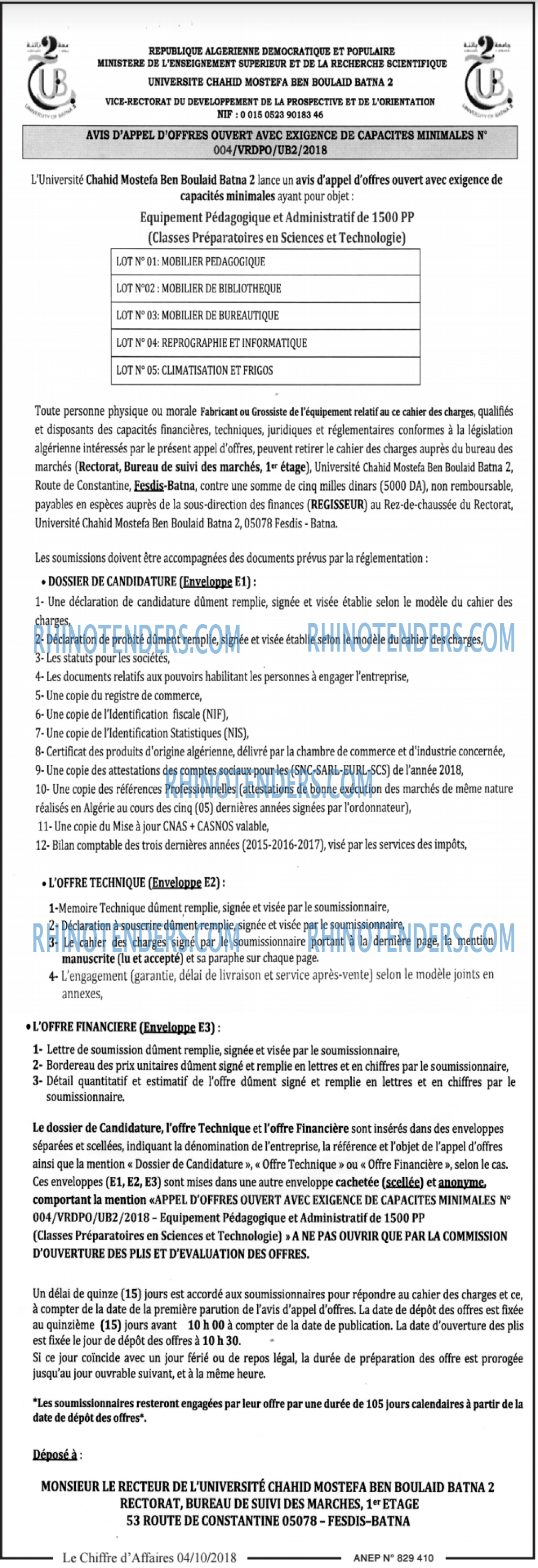 Le Chiffre d'Affaires