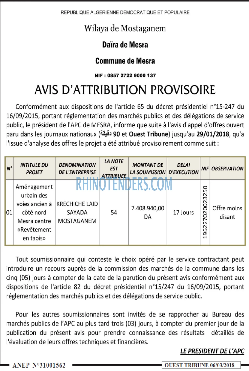 ouest TRIBUNE