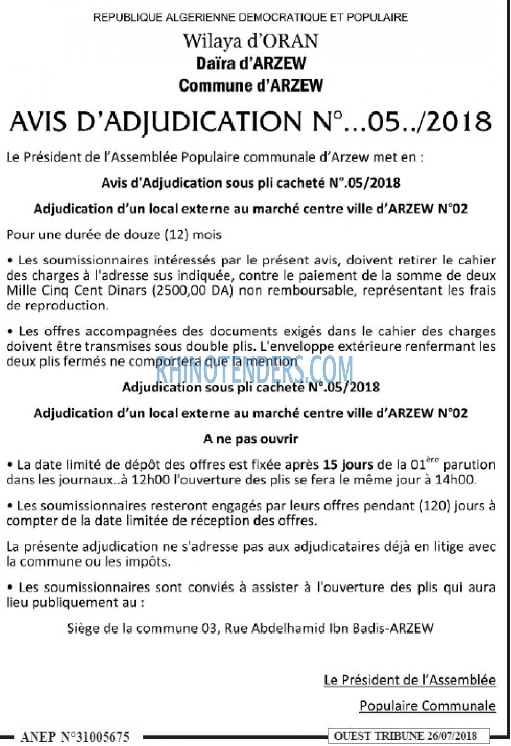 ouest TRIBUNE