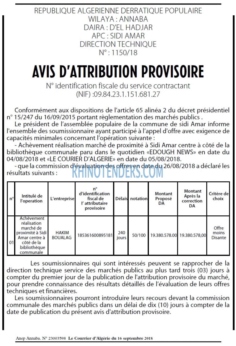 Le Courrier d'Algerie