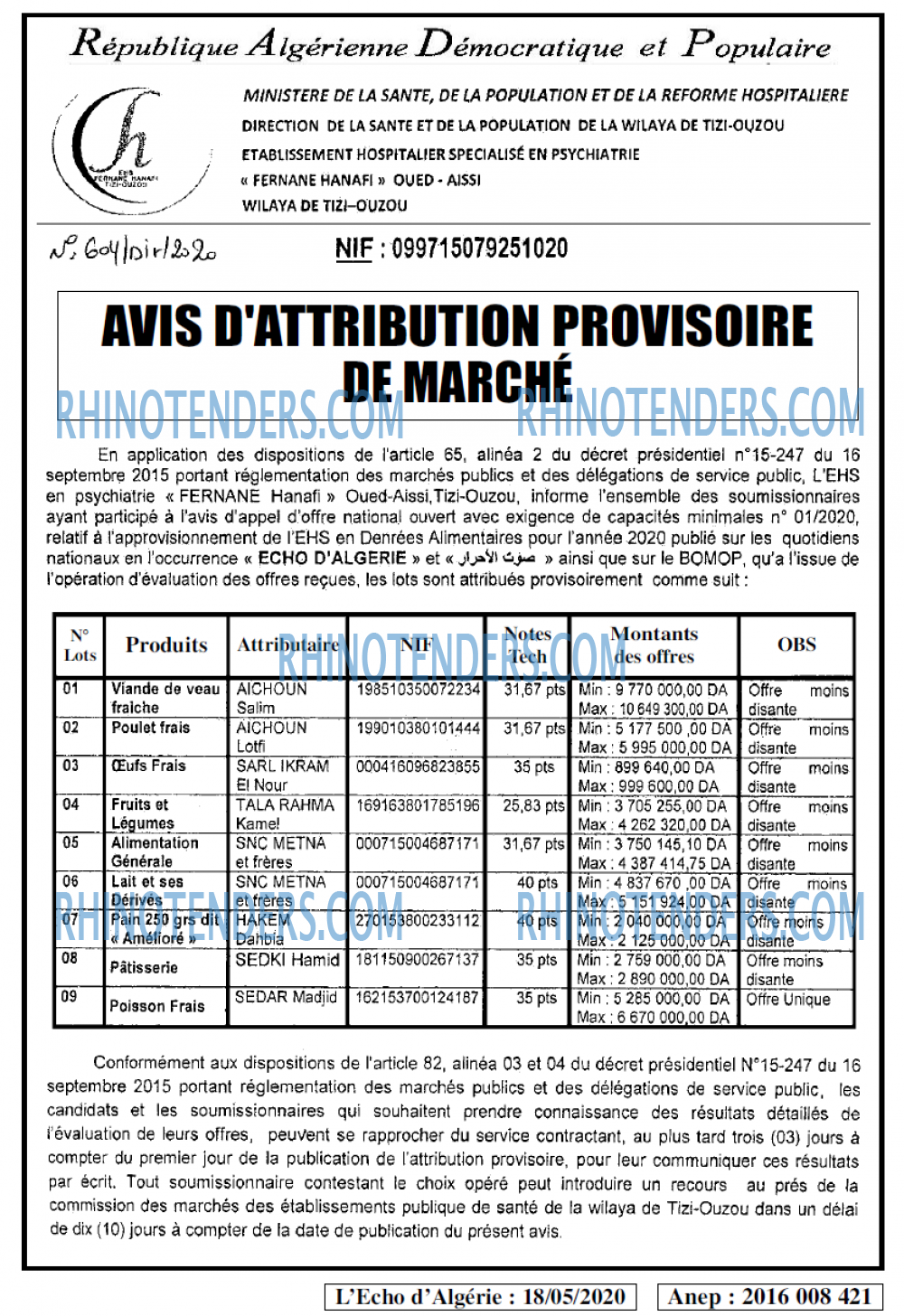 L'ECHO D'ALGERIE