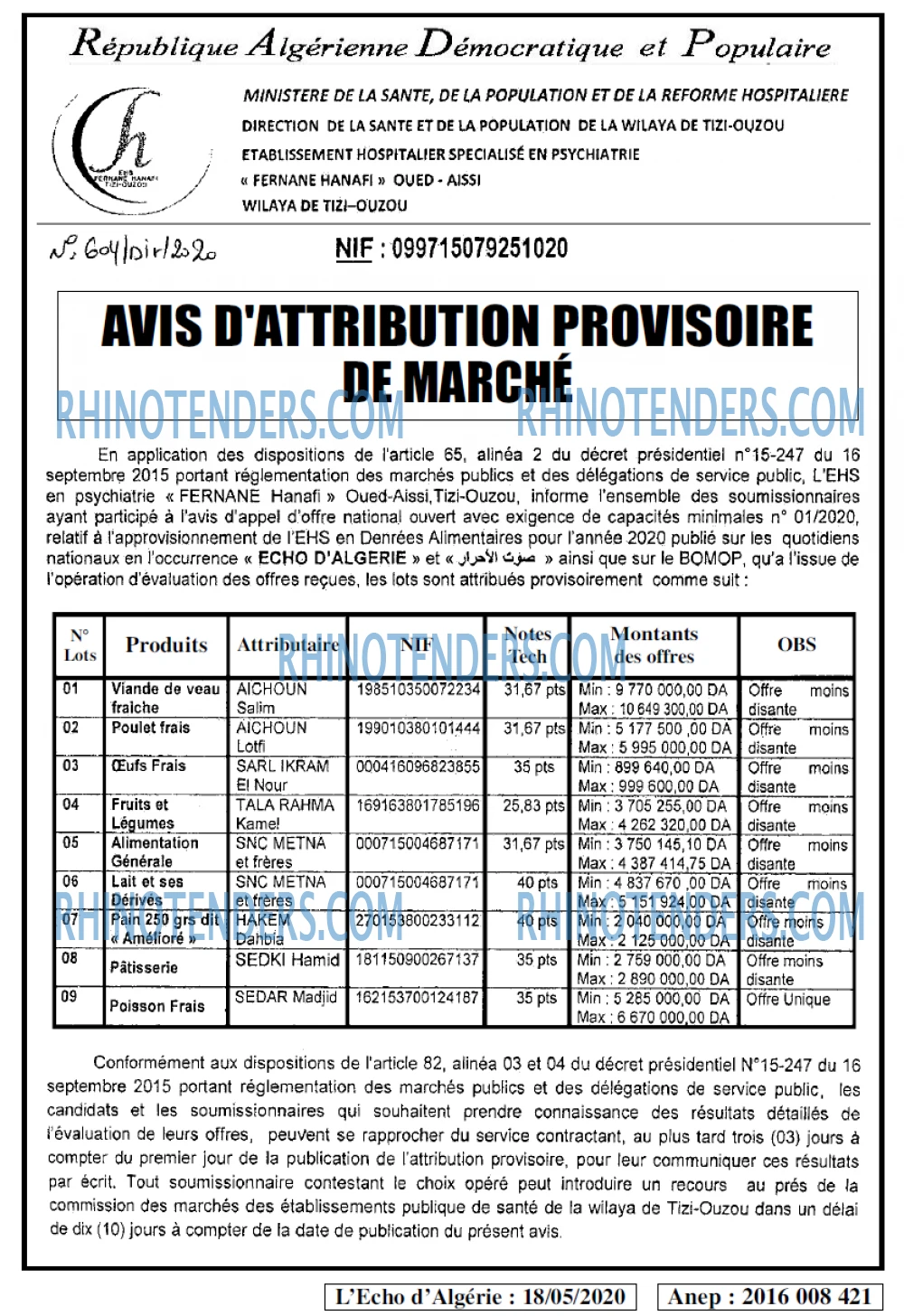 L'ECHO D'ALGERIE