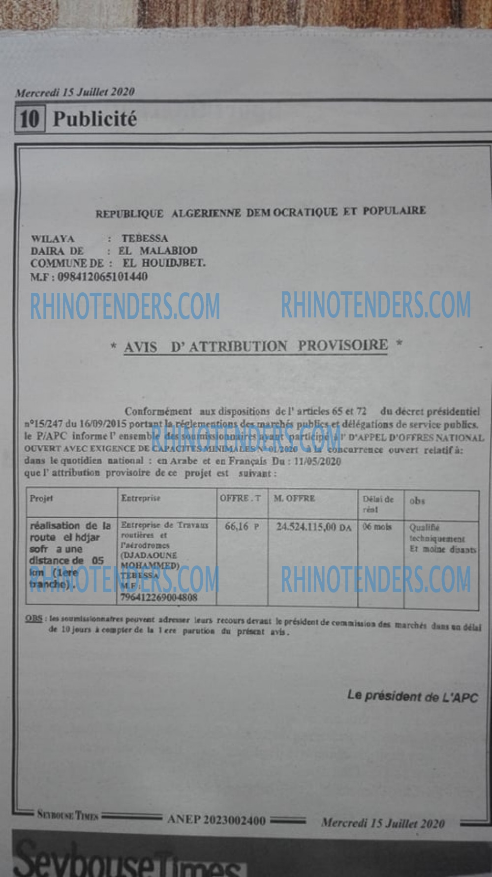 SEYBOUSSE TIMES