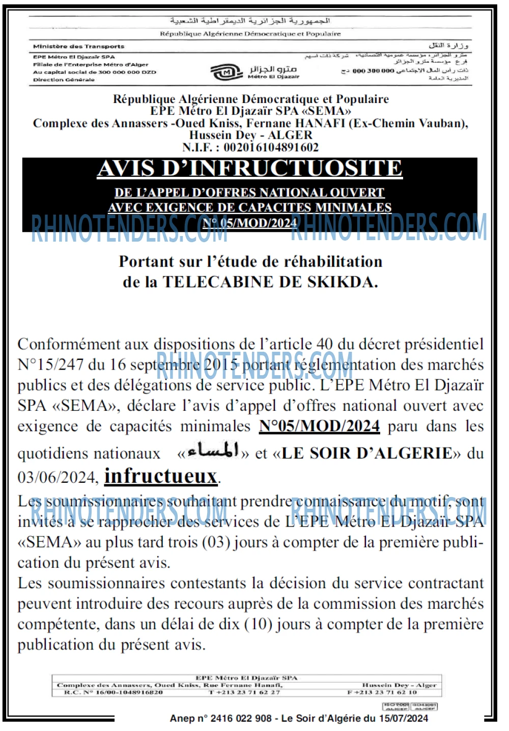 LE SOIR D'ALGERIE