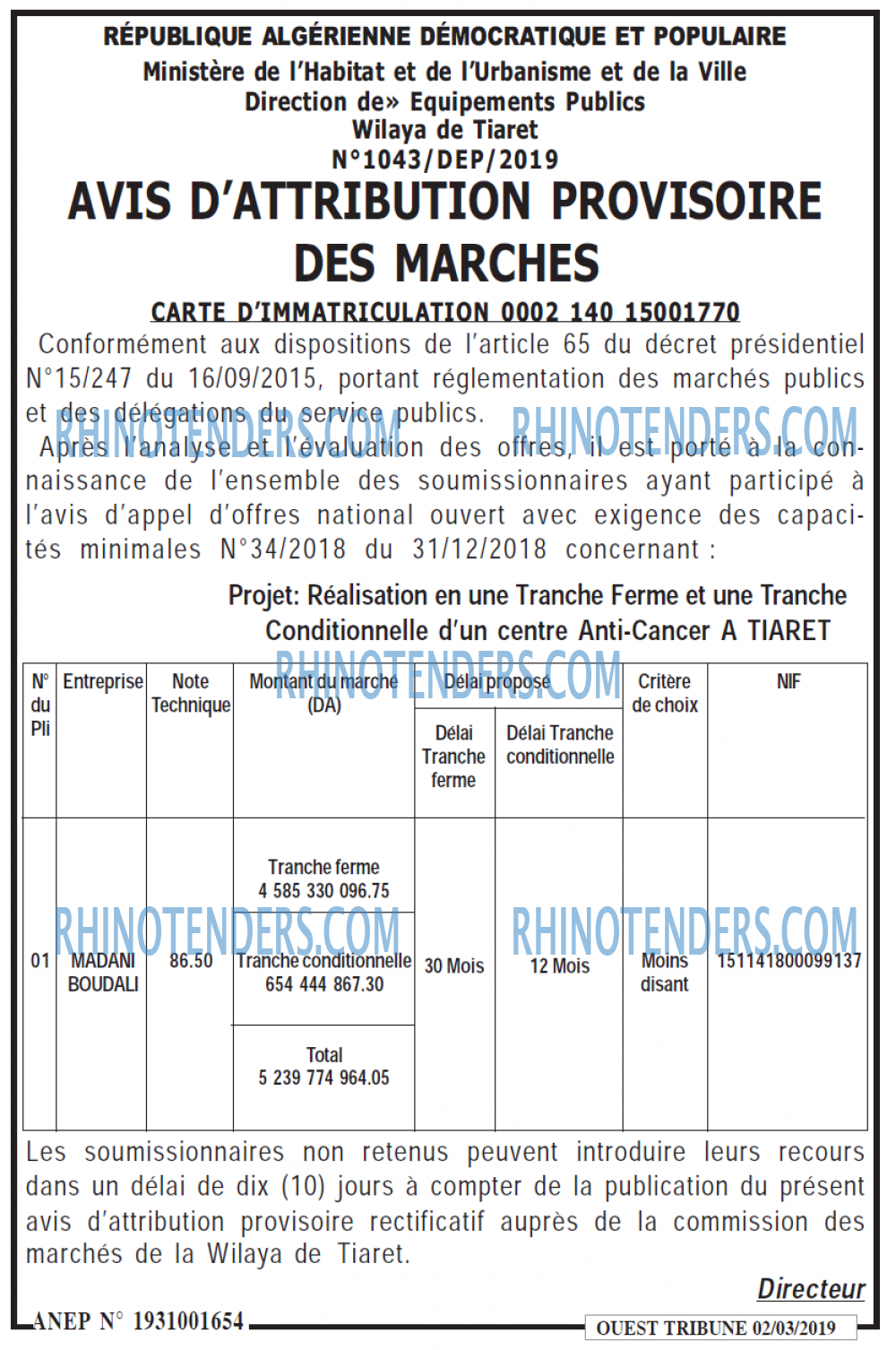 ouest TRIBUNE