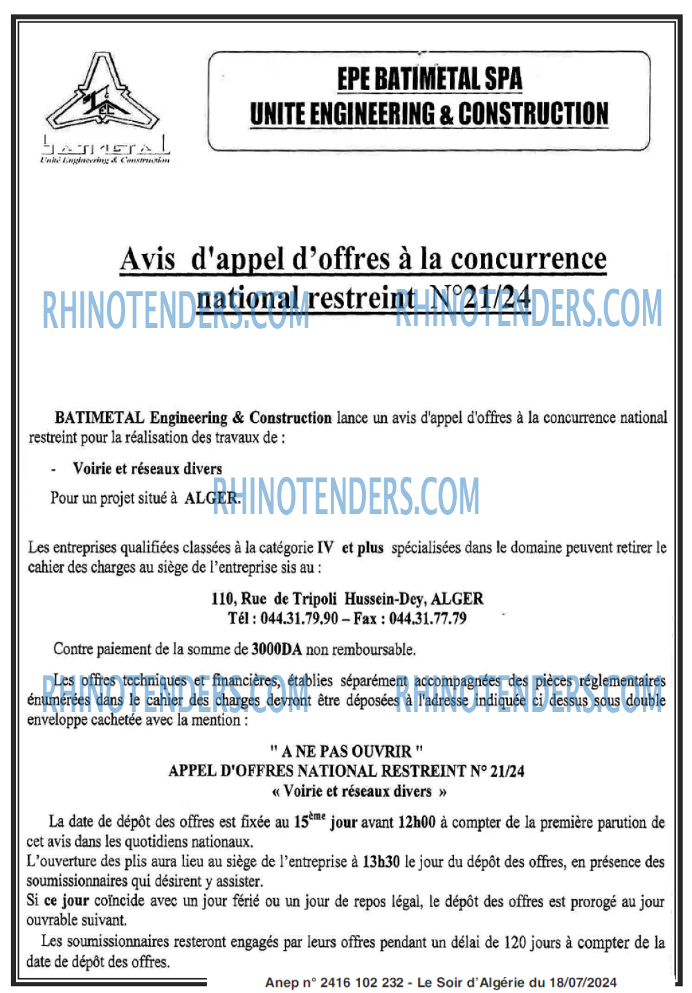 LE SOIR D'ALGERIE