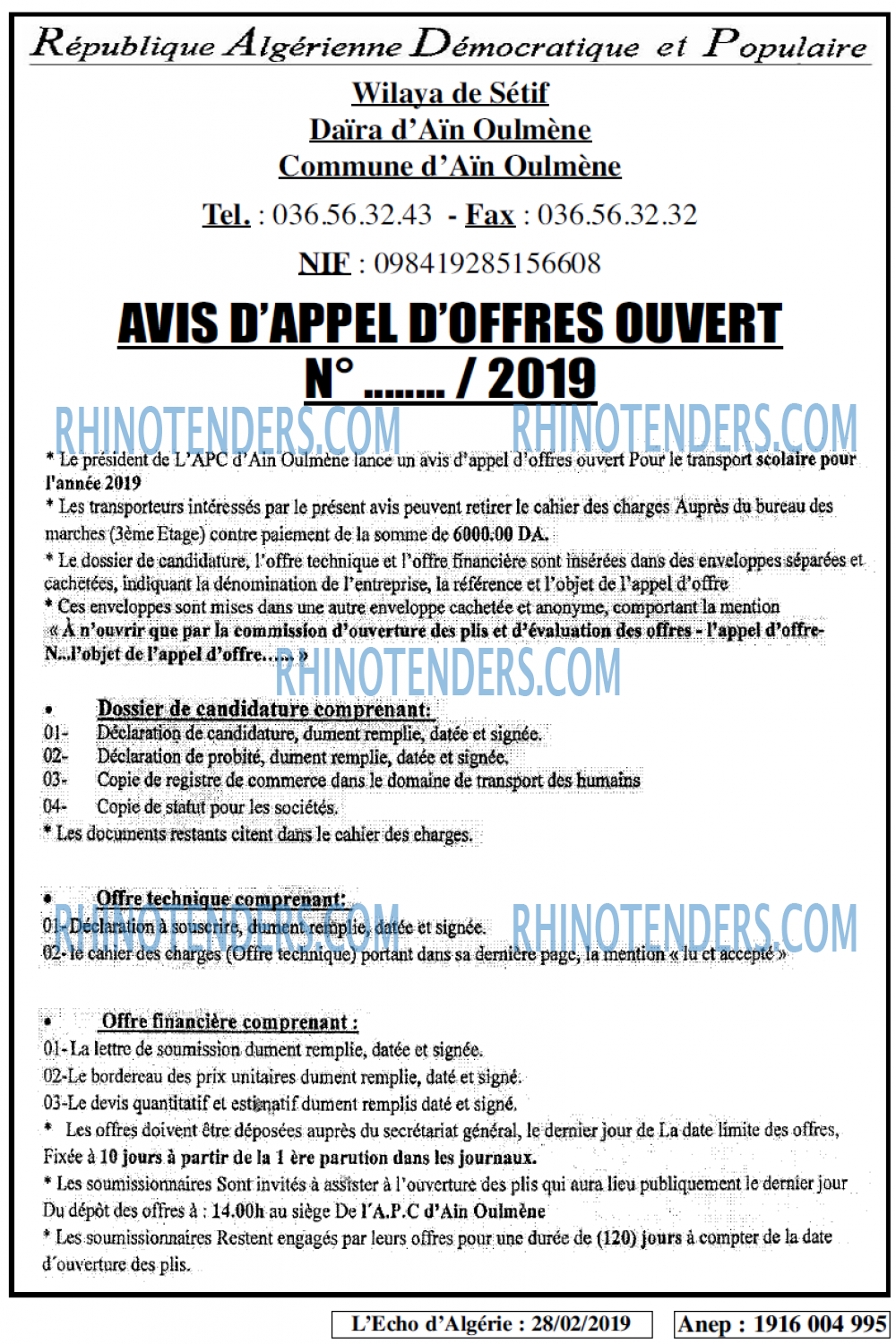 L'ECHO D'ALGERIE