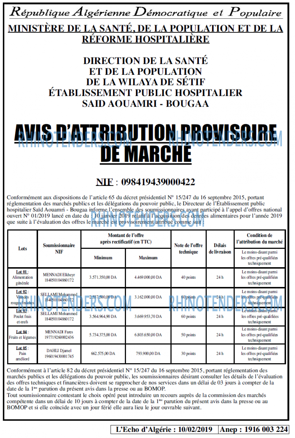 L'ECHO D'ALGERIE