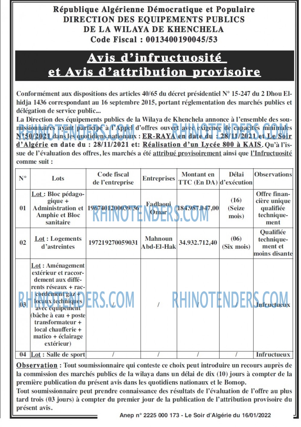 LE SOIR D'ALGERIE