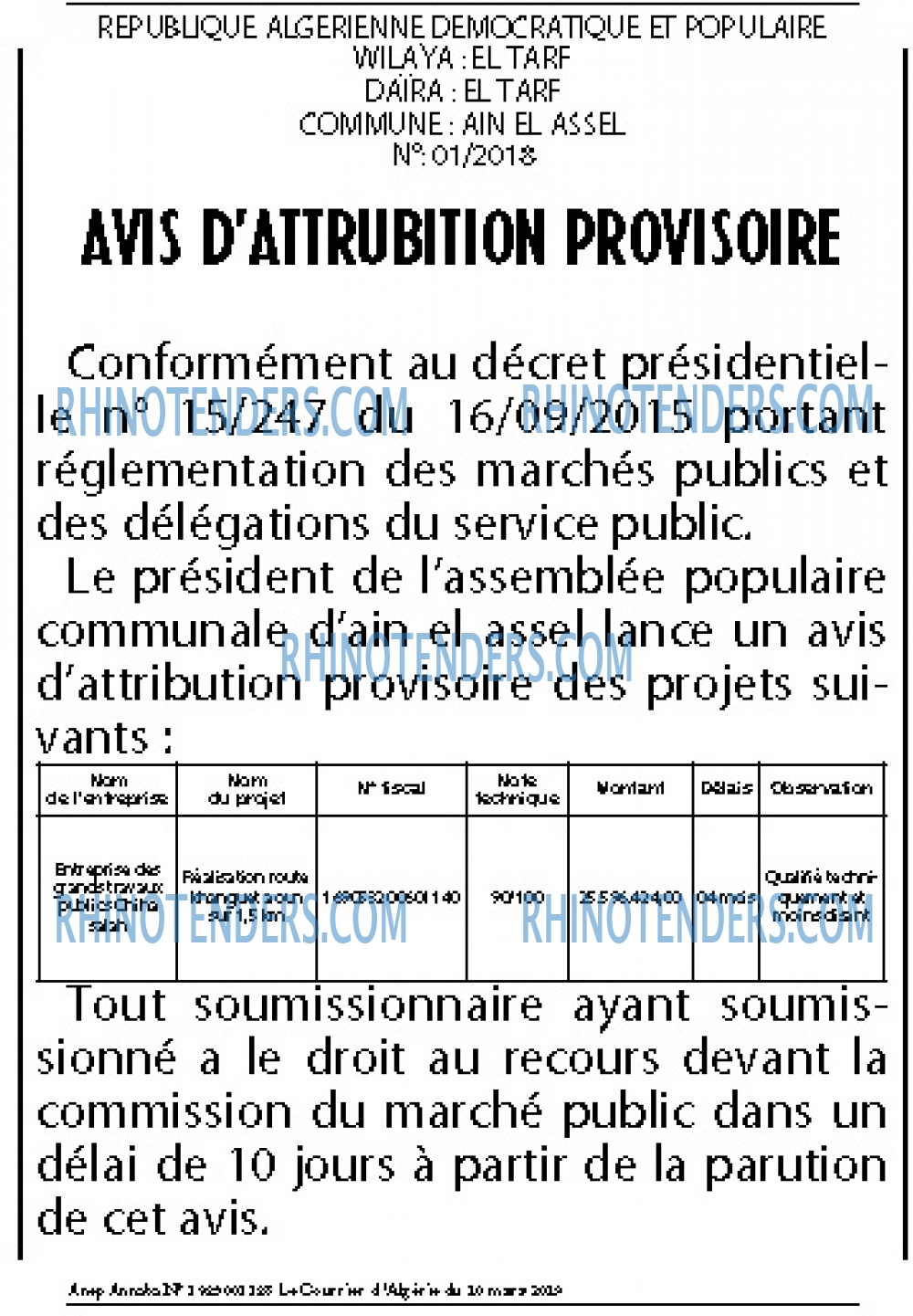 Le Courrier d'Algerie
