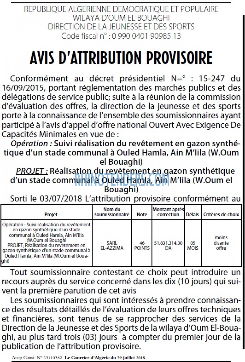Le Courrier d'Algerie