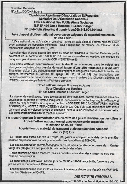 LE SOIR D'ALGERIE