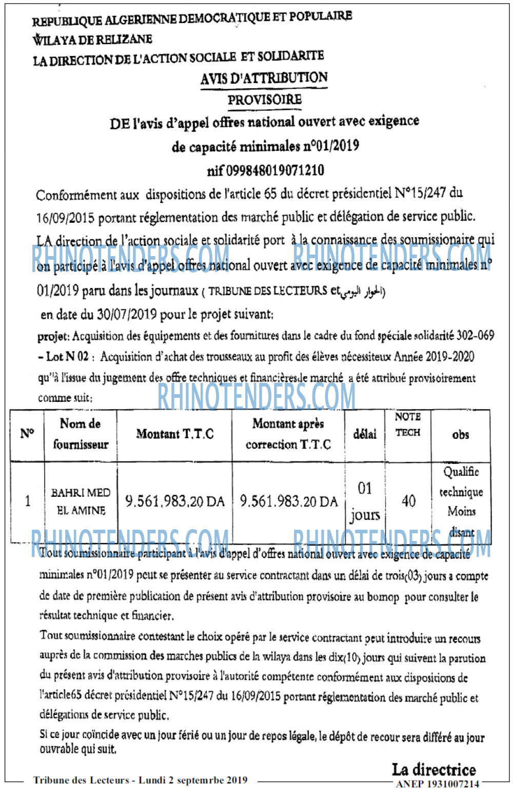 TRIBUNE DES LECTEURS