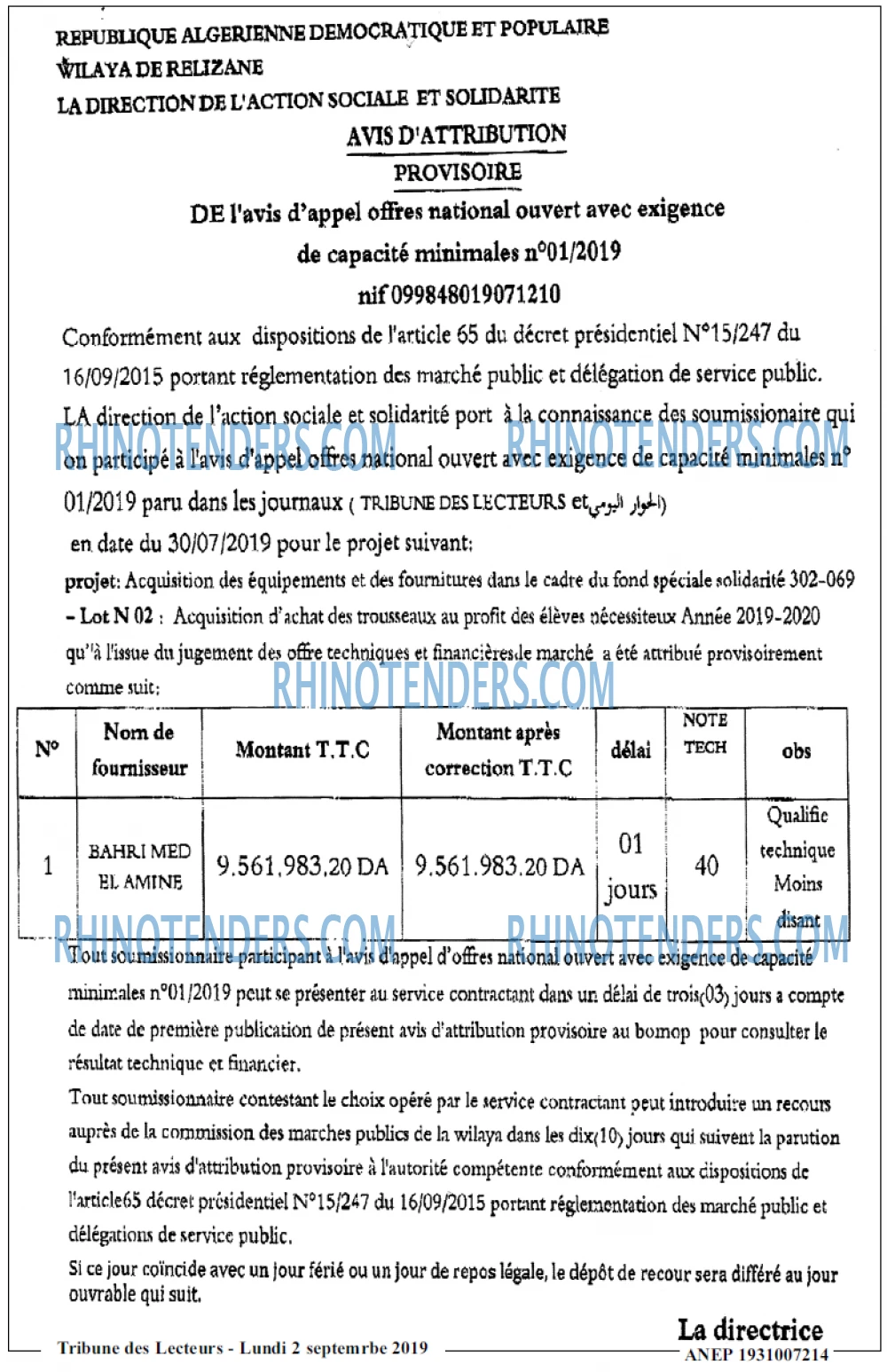 TRIBUNE DES LECTEURS