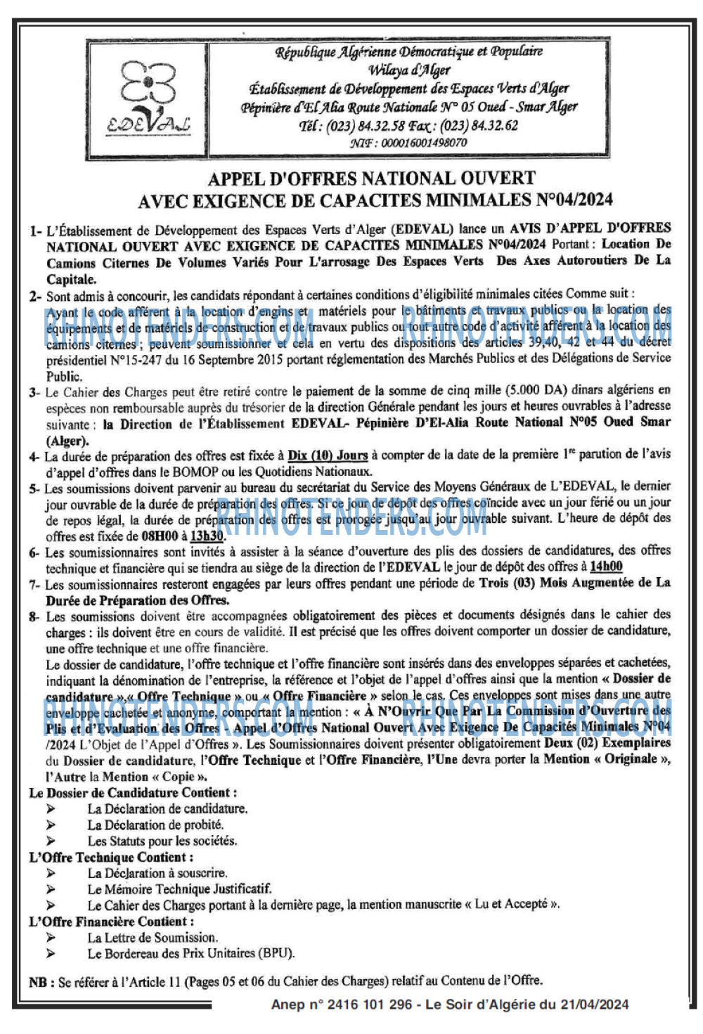 LE SOIR D'ALGERIE