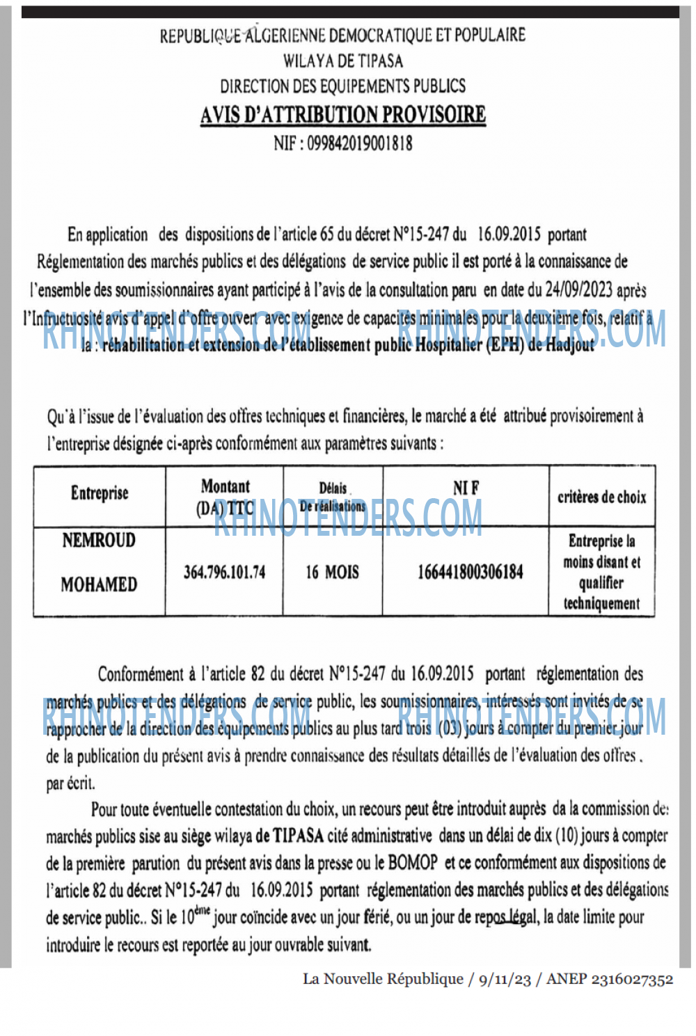 NOUVELLE REPUBLIQUE