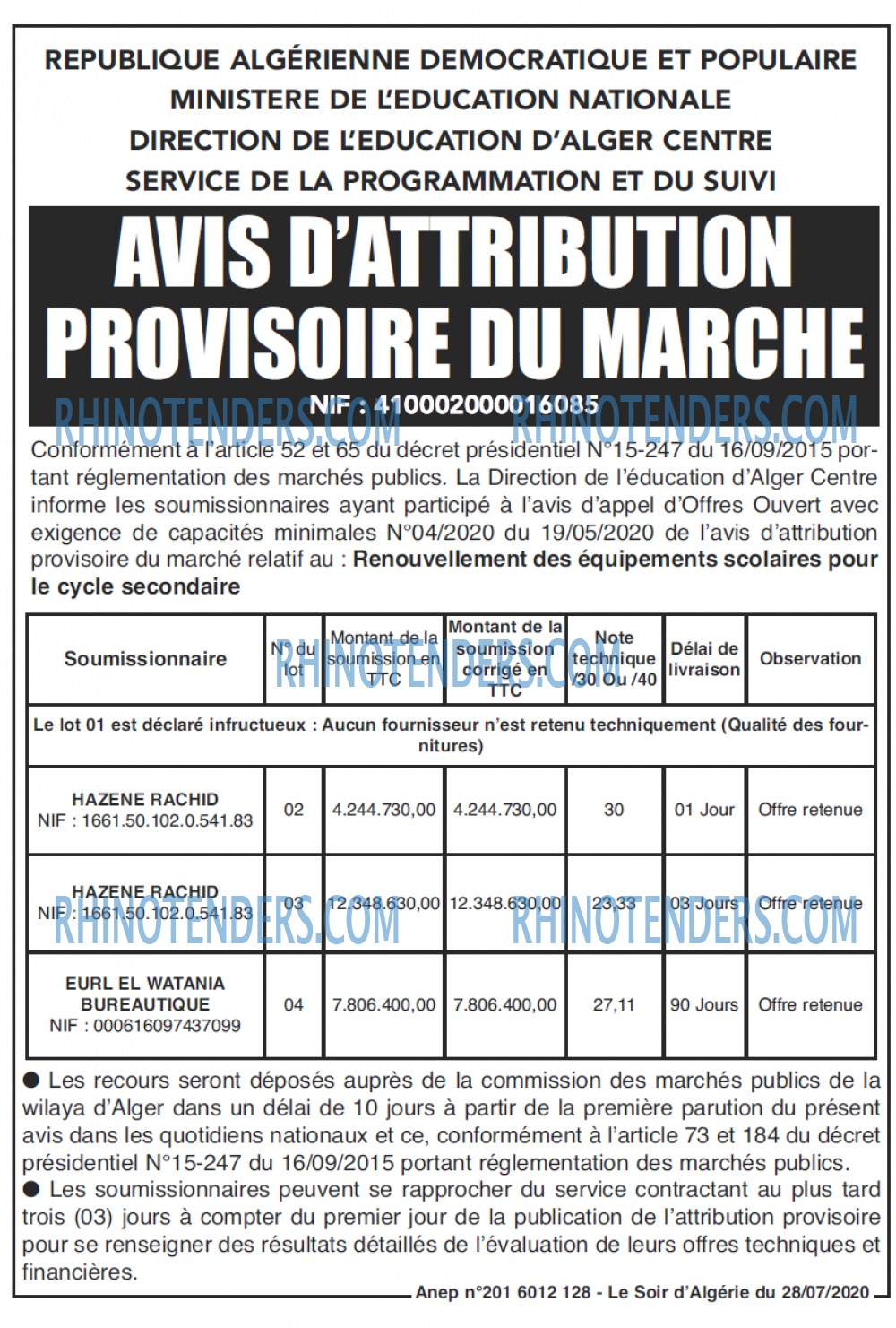 LE SOIR D'ALGERIE
