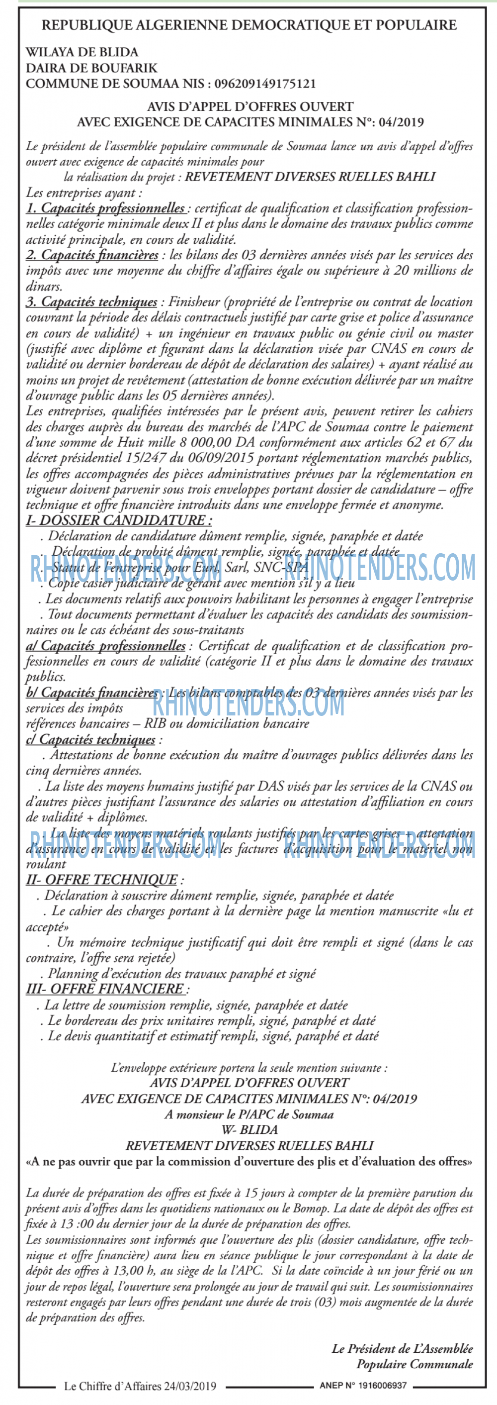 Le Chiffre d'Affaires
