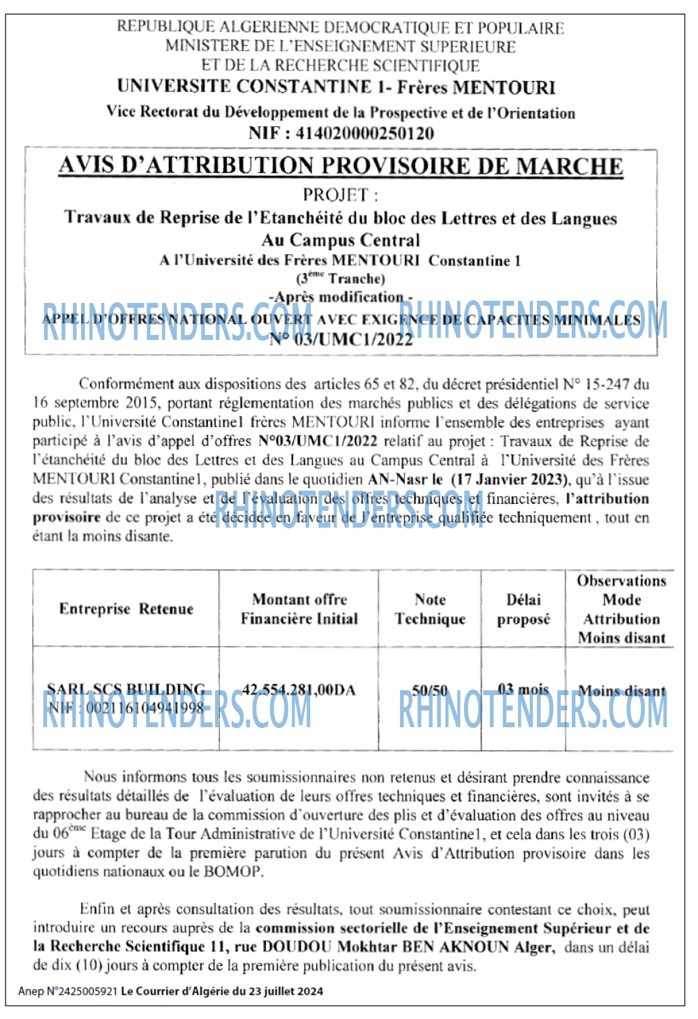 Le Courrier d'Algerie