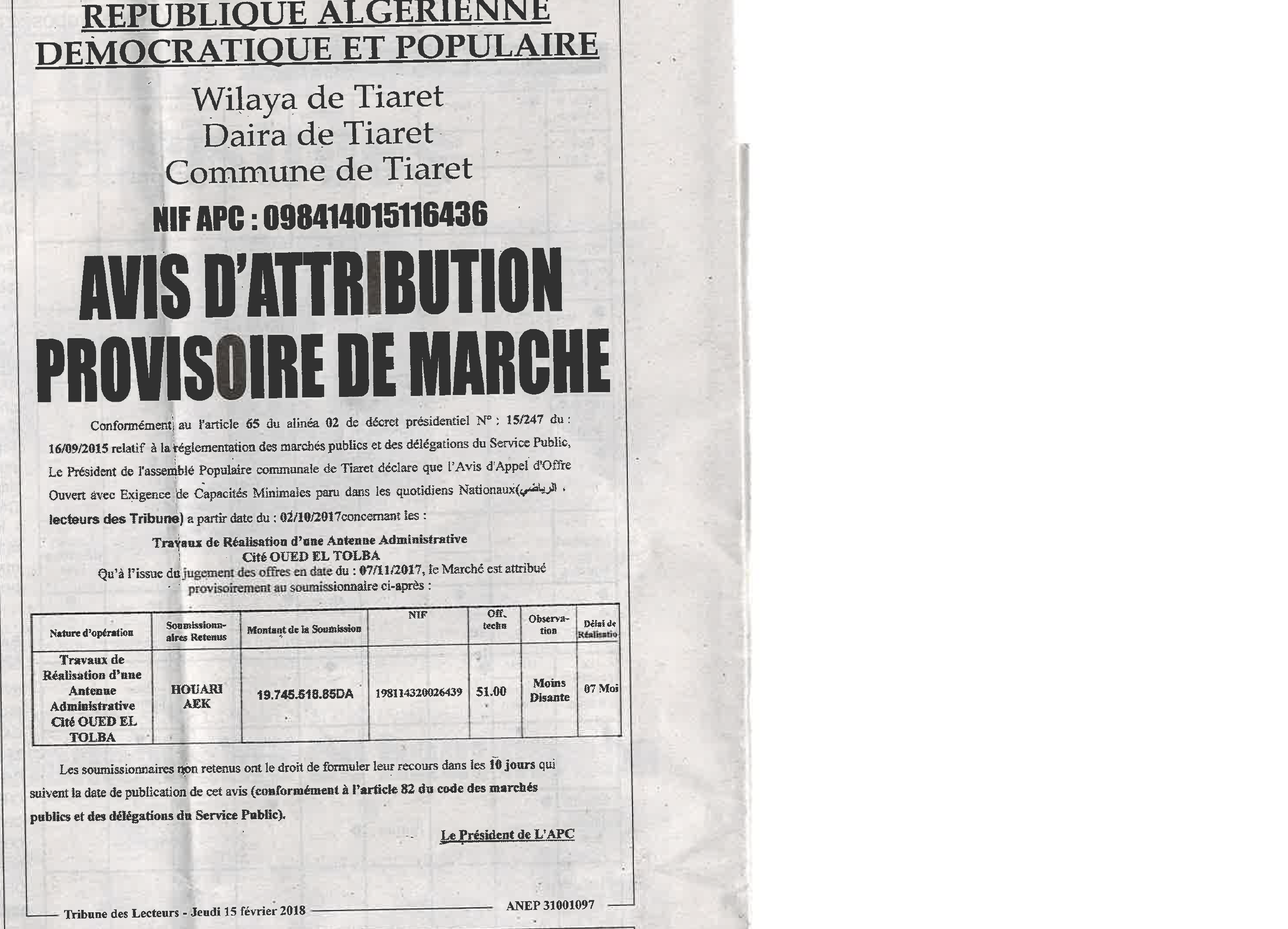TRIBUNE DES LECTEURS