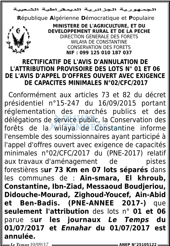 LE TEMPS D'ALGERIE