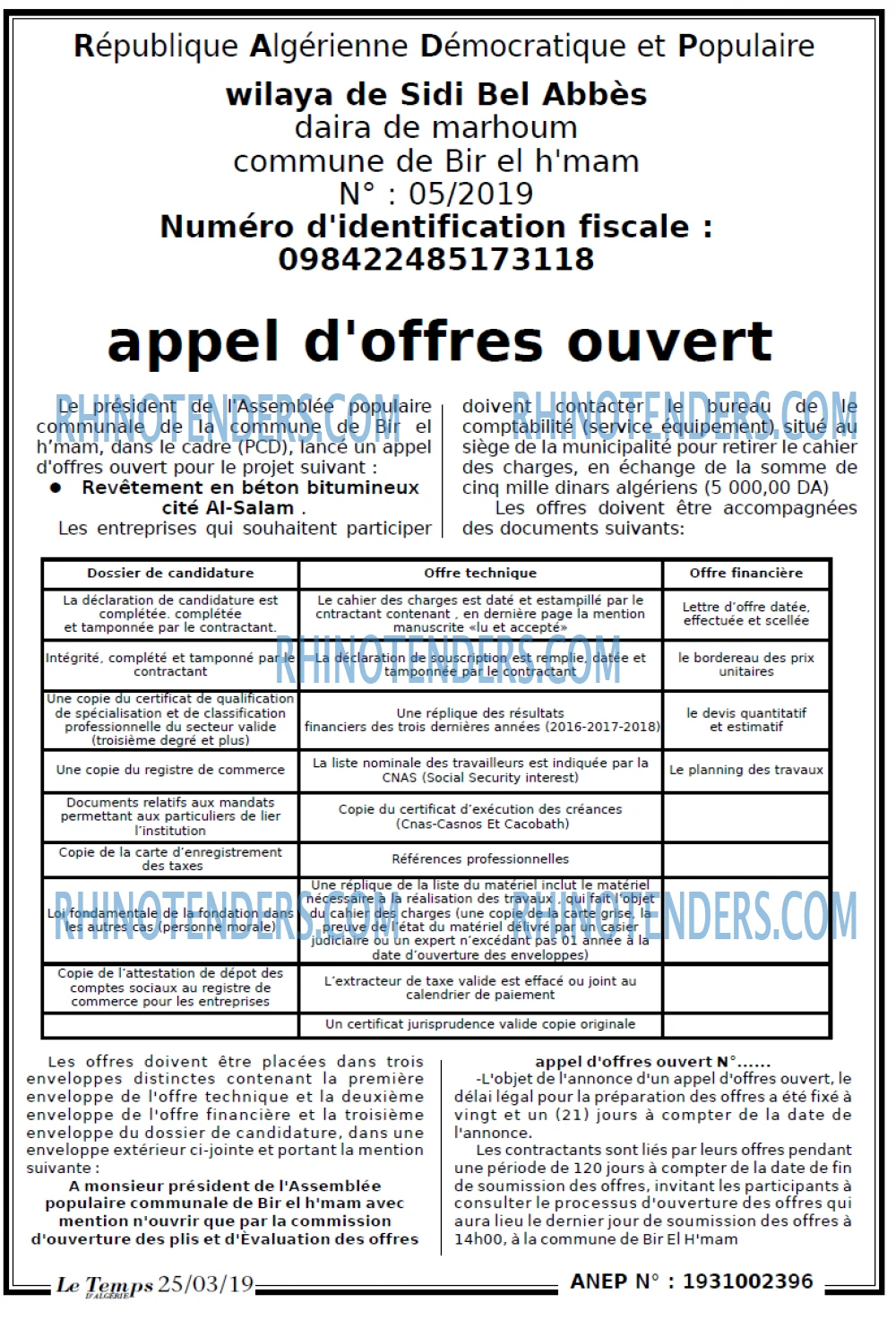 LE TEMPS D'ALGERIE