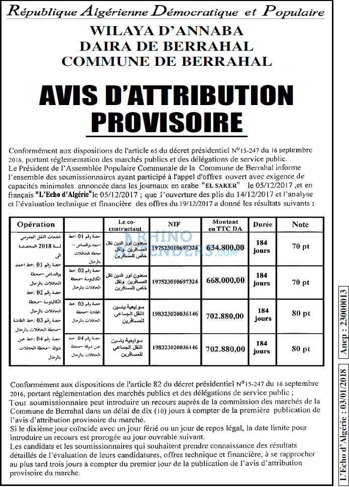 L'ECHO D'ALGERIE