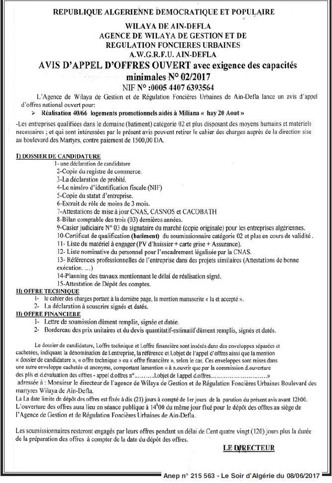LE SOIR D'ALGERIE