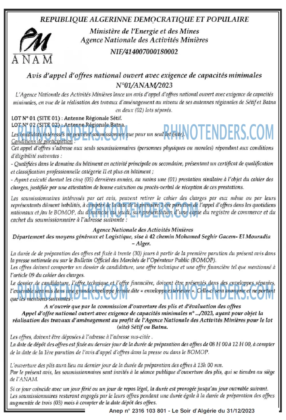 LE SOIR D'ALGERIE
