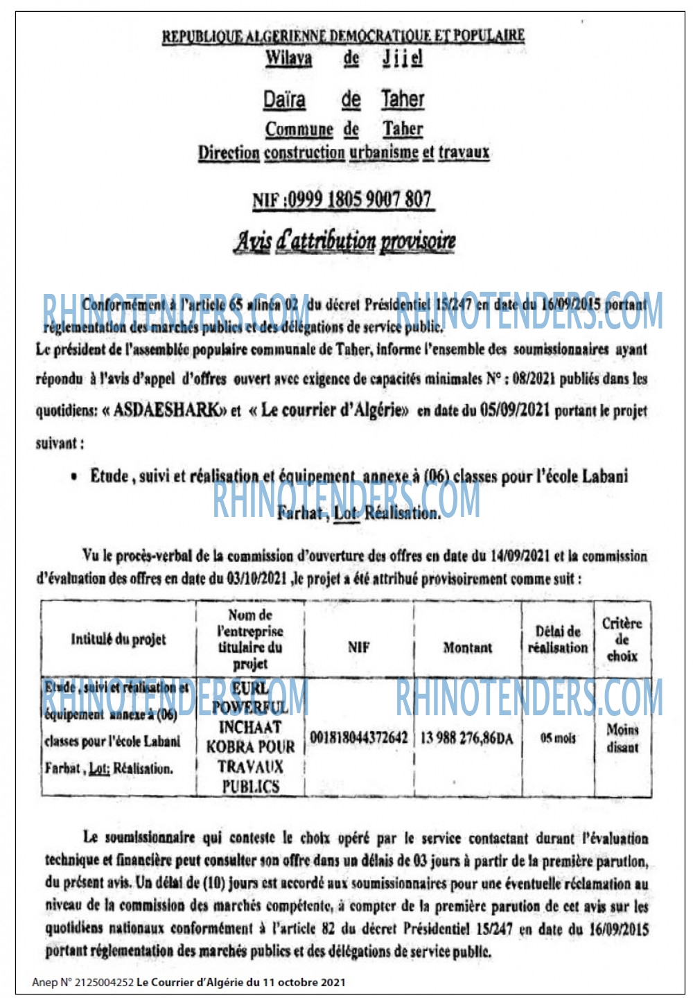 Le Courrier d'Algerie