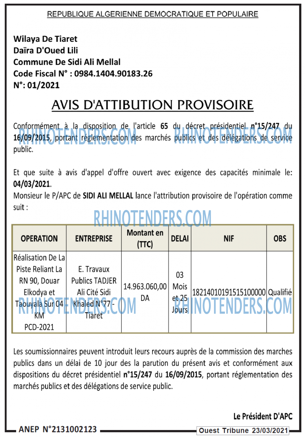 ouest TRIBUNE