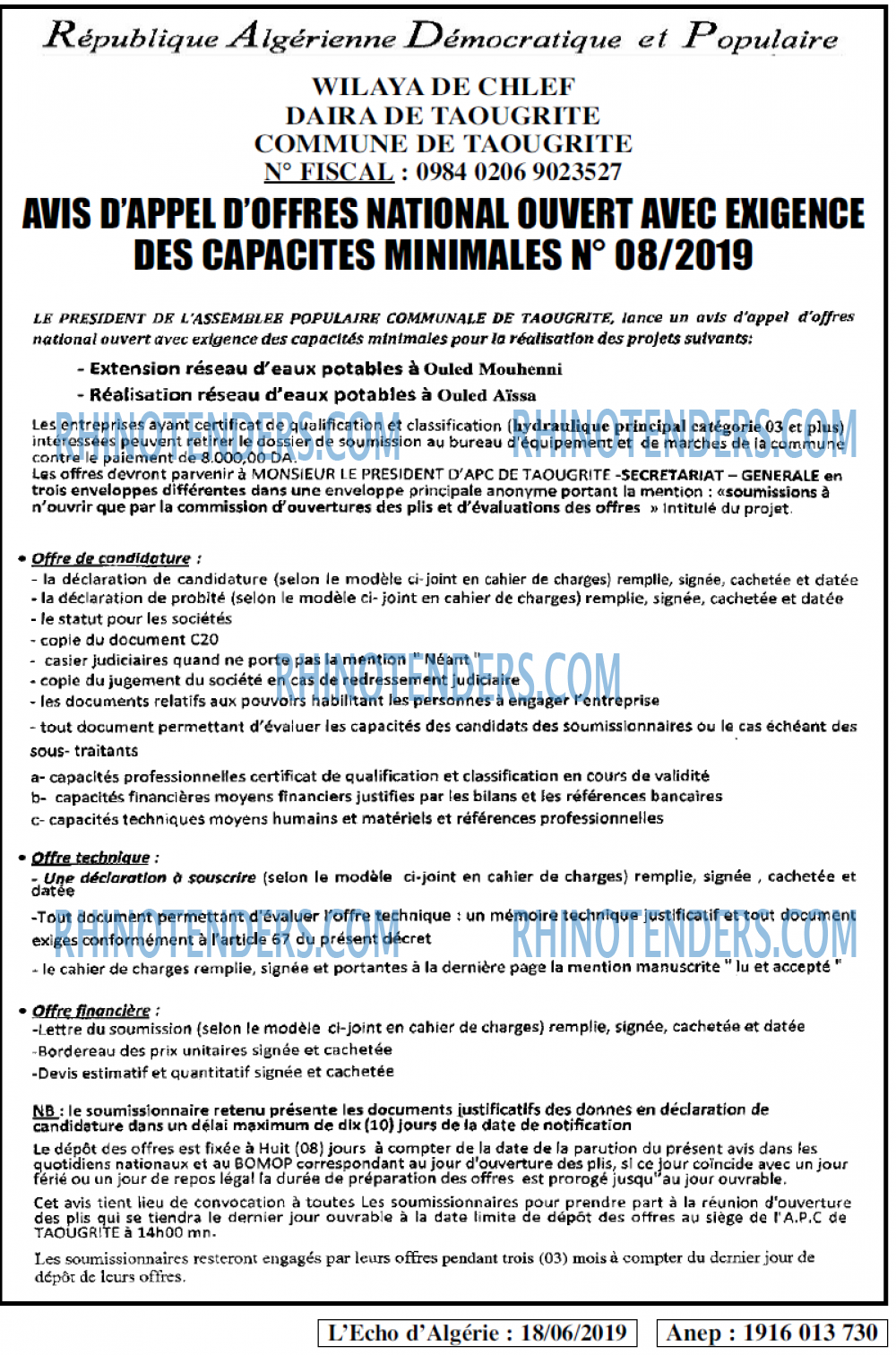 L'ECHO D'ALGERIE