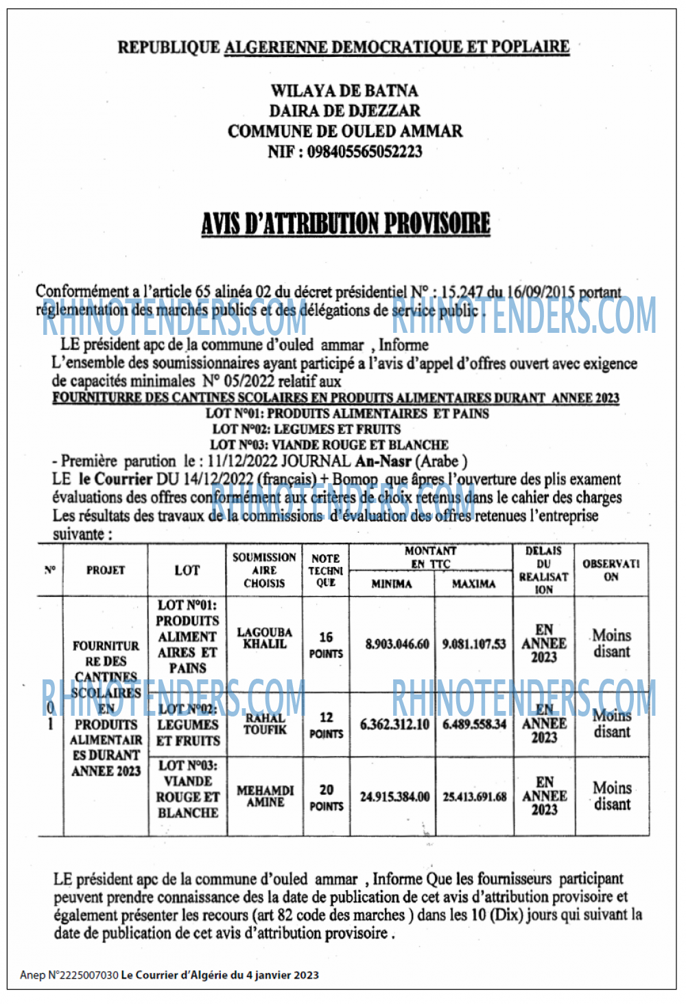 Le Courrier d'Algerie